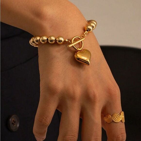 Gold heart bracelet M323 - Picture 1 of 5